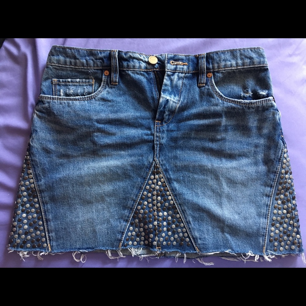 Spunky Studded Denim Skirt